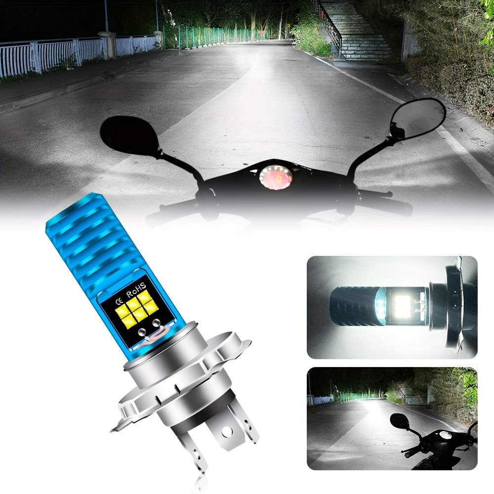 

1pc 12smd H4 Led Motorcycle Headlight Bulb 3030led Scooter White Light 360° Irradiation Lamp Super Bright Beads Motorcycle Drl Fog Light Accessories