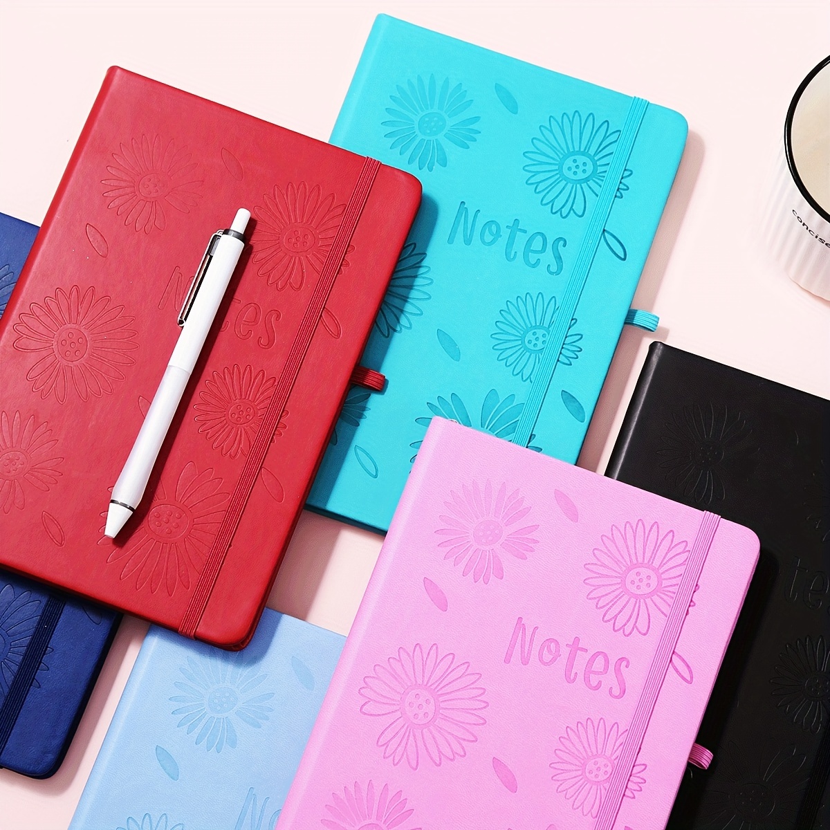 A5 Flower PU Notebook 14 48x21 08cm Thickened Paper - Home Office School Use