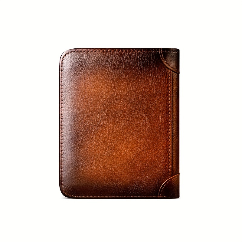 Men's Short Leather Zipper Card Wallet