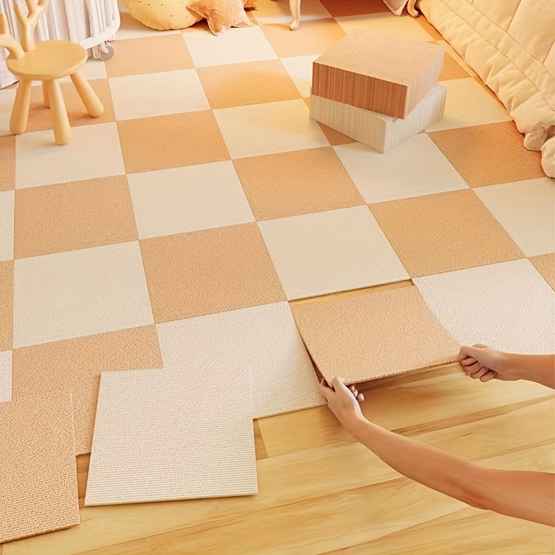 Self Adhesive Carpet Tiles -Easy Install DIY-Non-Slip Peel and Stick Carpet  Tile Commercial Carpet Floor Tiles Multi-Purpose Floor Mat for Home and