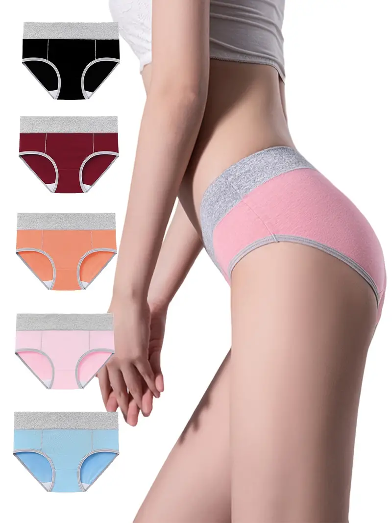 Women's High Waist Cotton Bikini Panties Soft Breathable - Temu