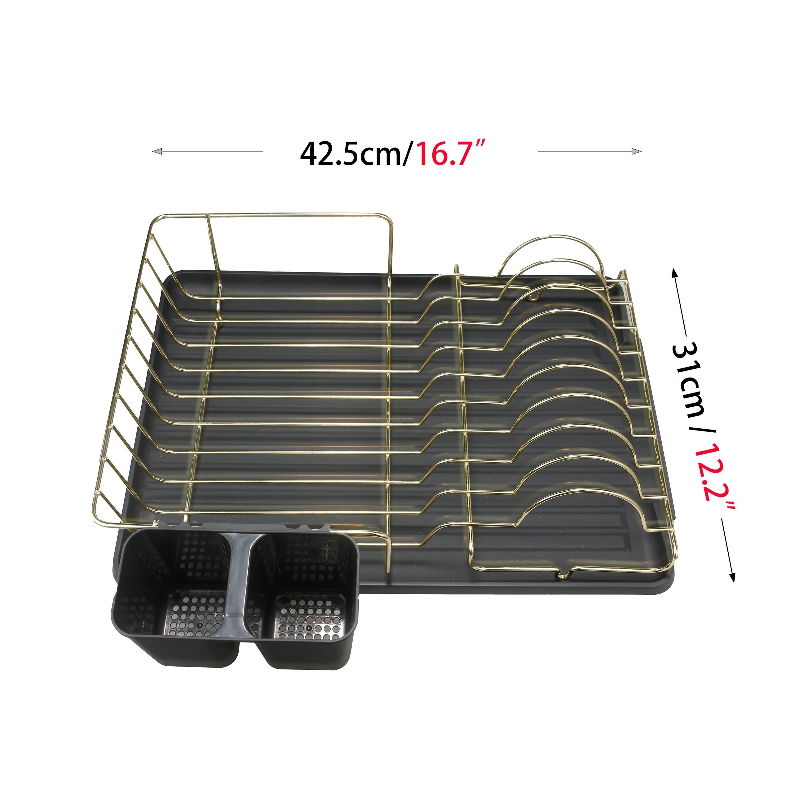 Aluminum Kitchen Dish Drainer Rack Removable Drip Tray Cutlery Holder Tidy  Grey 5056295301815