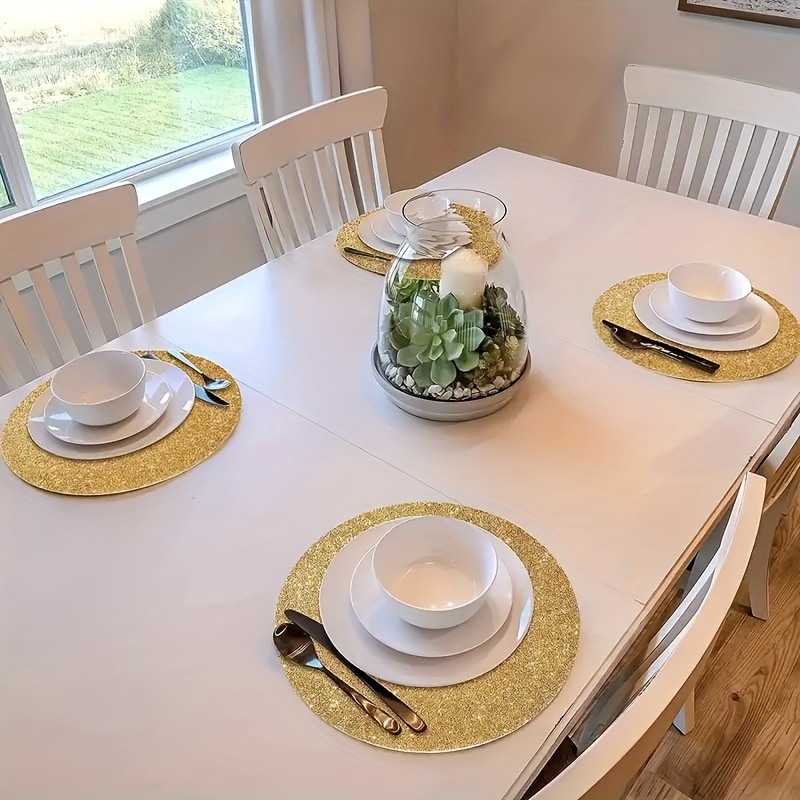 2pcs/4pcs Round Crystal Resin Placemats Shining Silver Diamond Placemat  Table Mat Crystal Placemat European Style Placemat Suitable for  Festivals,