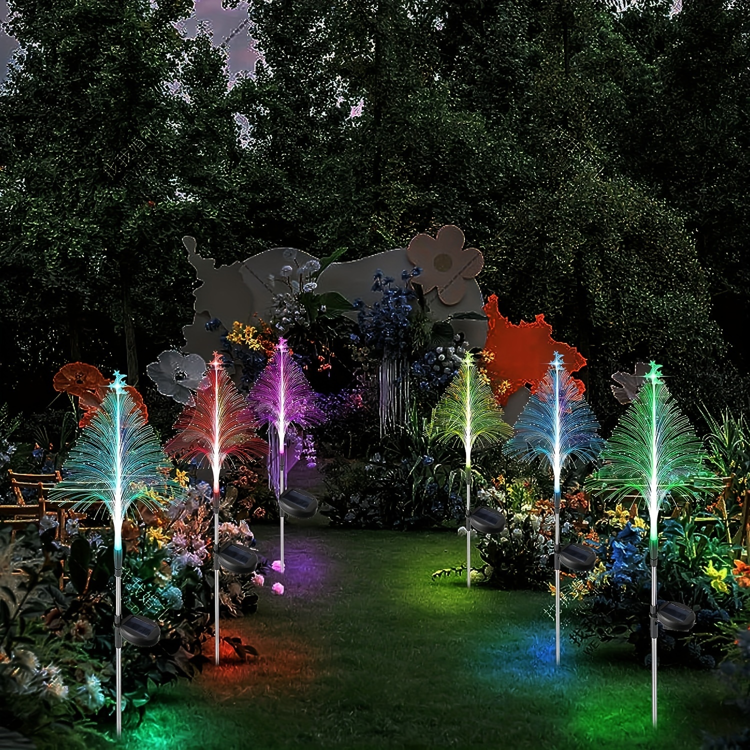 7 Color Changing Solar Christmas Trees Lights Outdoor - Temu Canada