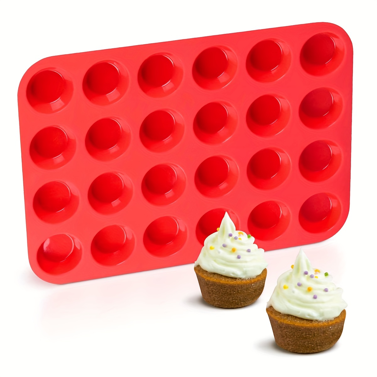 Paquete de 48 moldes de silicona para hornear cupcakes, moldes de silicona  reutilizables que incluyen silicona de grado alimenticio redonda