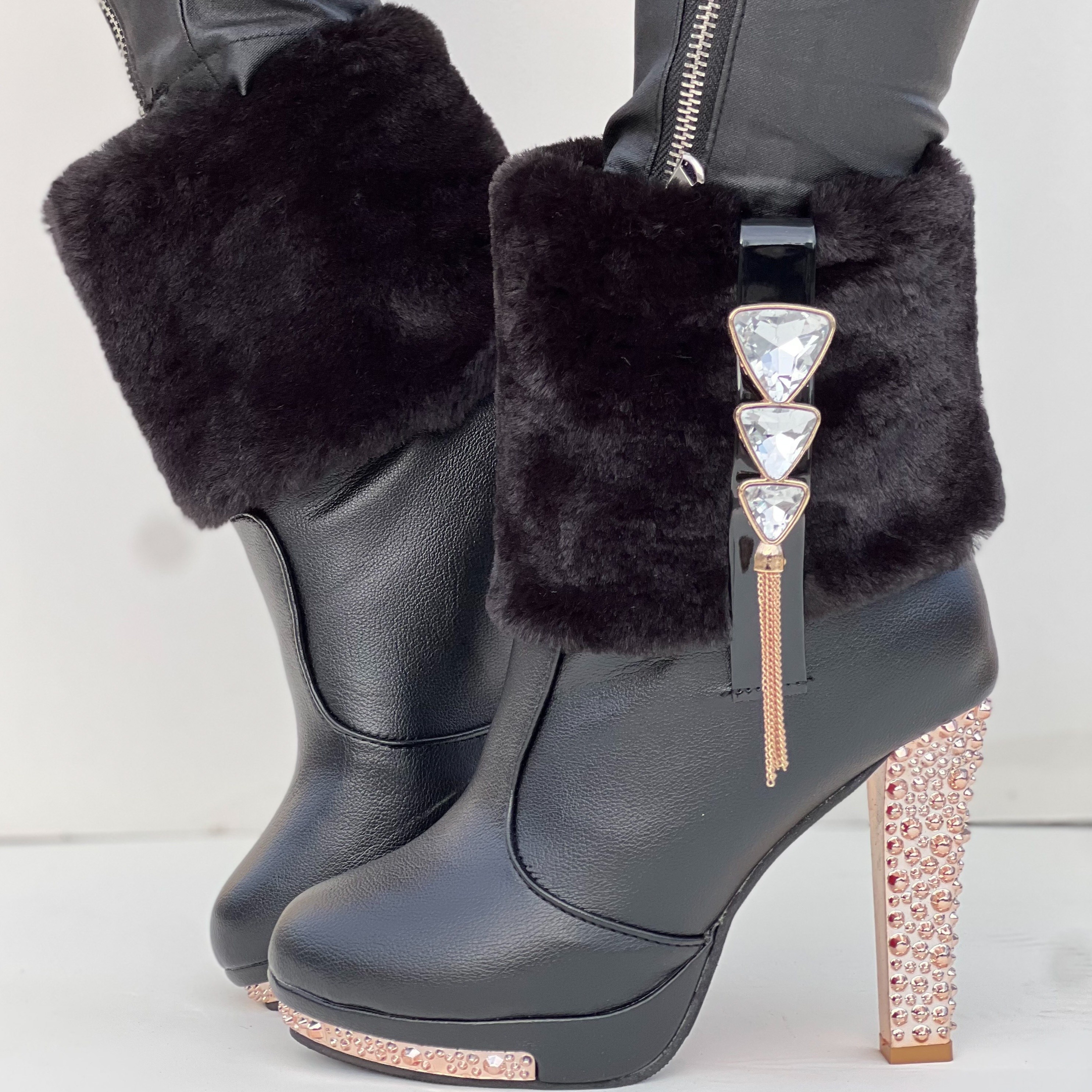 rhinestone winter boots