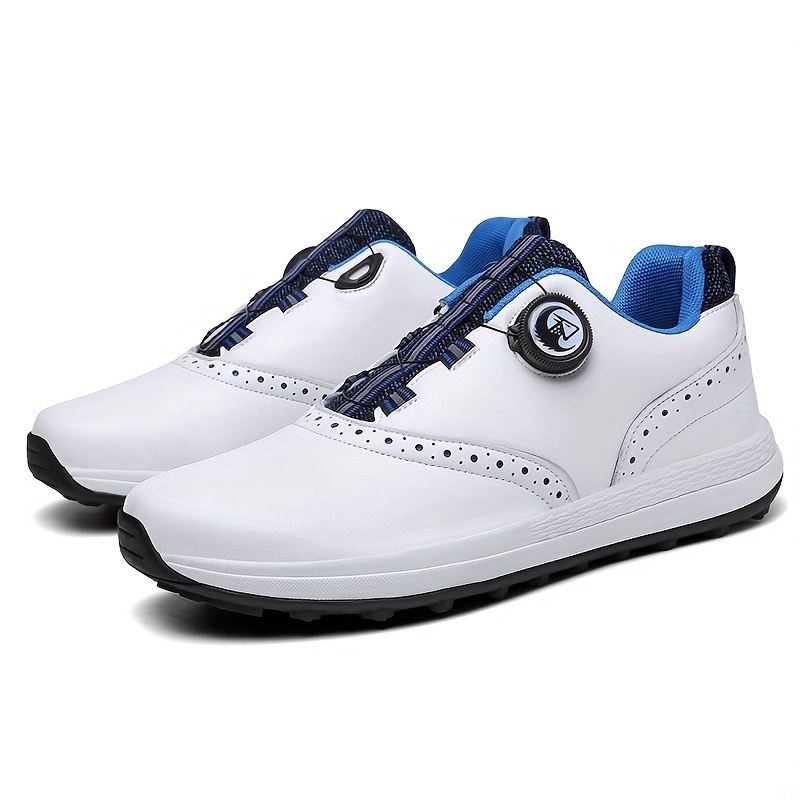 Men's Faux Leather Golf Shoes Nonslip Comfy Shock Absorption - Temu