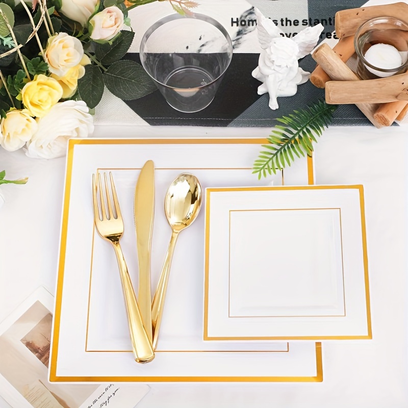 Pack 2 Platos Para Tartas Con Estilo Mármol Y Marco Dorado - 17x8 Cm Y 20x12.5 Cm, Soporte Para Postres, Decoración Elegante Para Mesas