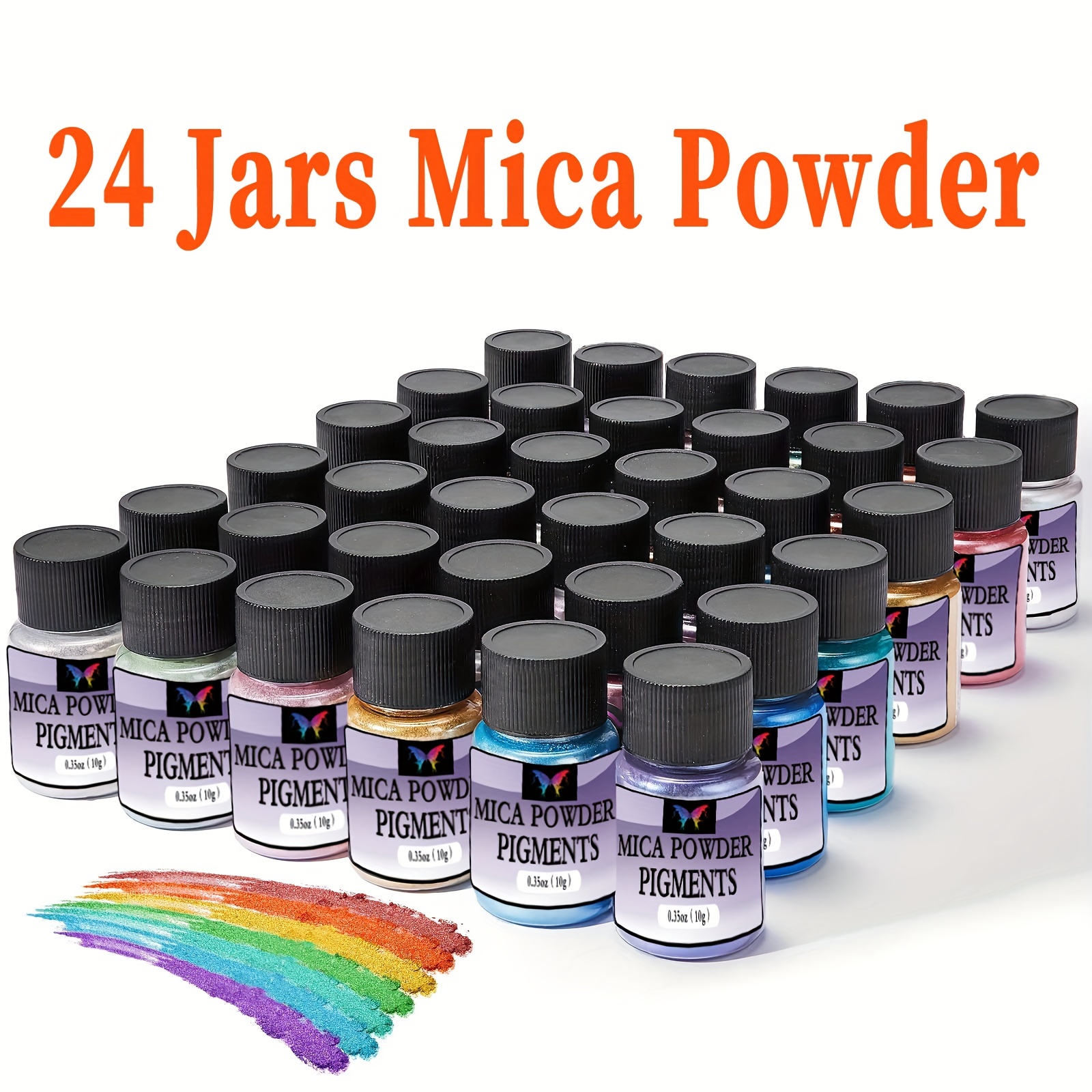 Polvo de mica para resina epoxi, 36 colores, botellas de 0.35 onzas (0.35  oz) de polvo de purpurina de mica, polvo de pigmento de mica para brillo de