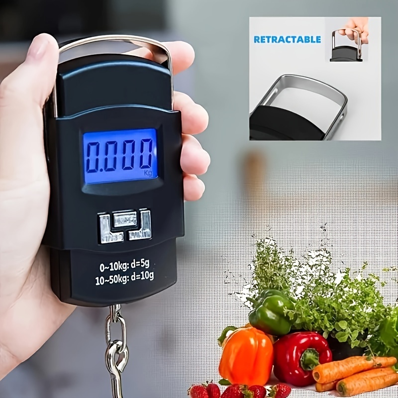 

1pc, Scale, 50kg Mini Digital Scale For Fishing Luggage Travel Weighting, Hanging Electronic Hook Scale, Kitchen Weight Tool, Kitchen Gadgets