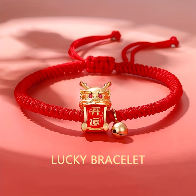 Lucky Meaning Red Rope Bracelet With Cute Pendant Adjustable - Temu