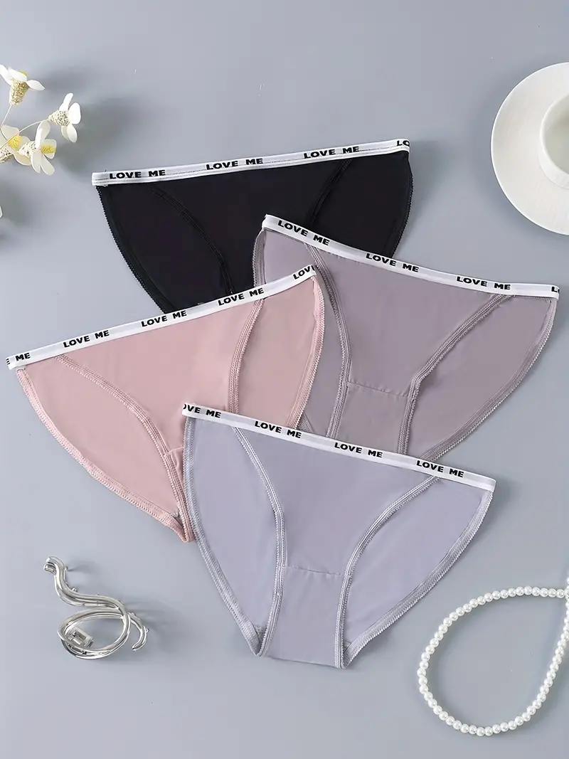 4pcs Letter Tape Panites, Comfy & Breathable Seamless Intimates Panties,  Women's Lingerie & Underwear