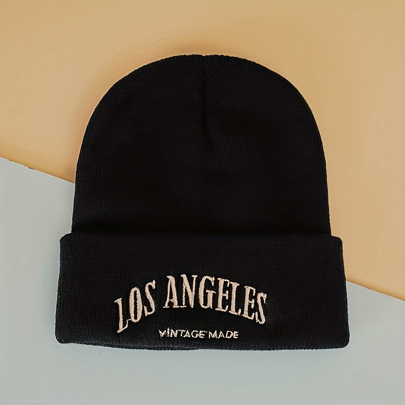 Los Angeles Embroidery Beanie Classic Solid Color Knit Hats - Temu