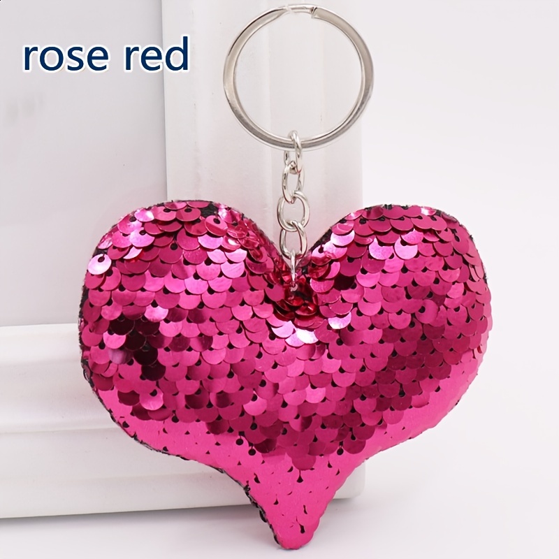 Red Heart Key Ring. Glitter Heart Key Chain. Heart Charm for 