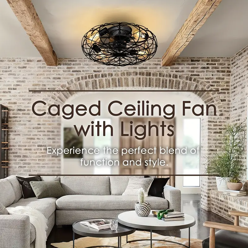 Farmhouse Caged Ceiling Fan With Lights
