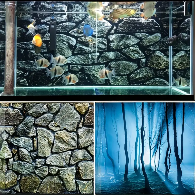 Aquarium Background Rock Fish Tank Poster Stone Wall Sticker DIY Wallpaper  For * Lizard, Turtle, Chameleon, Fish Pet Boxes