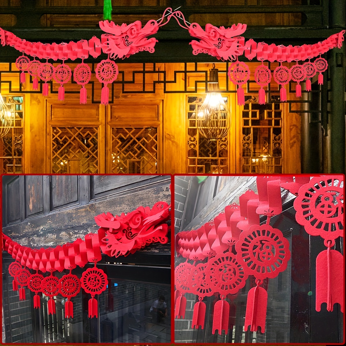 GUIRLANDE FANION NOUVEL AN 2024 CHINOIS : décoration et accessoires pas  cher pour organiser une soirée à thème.