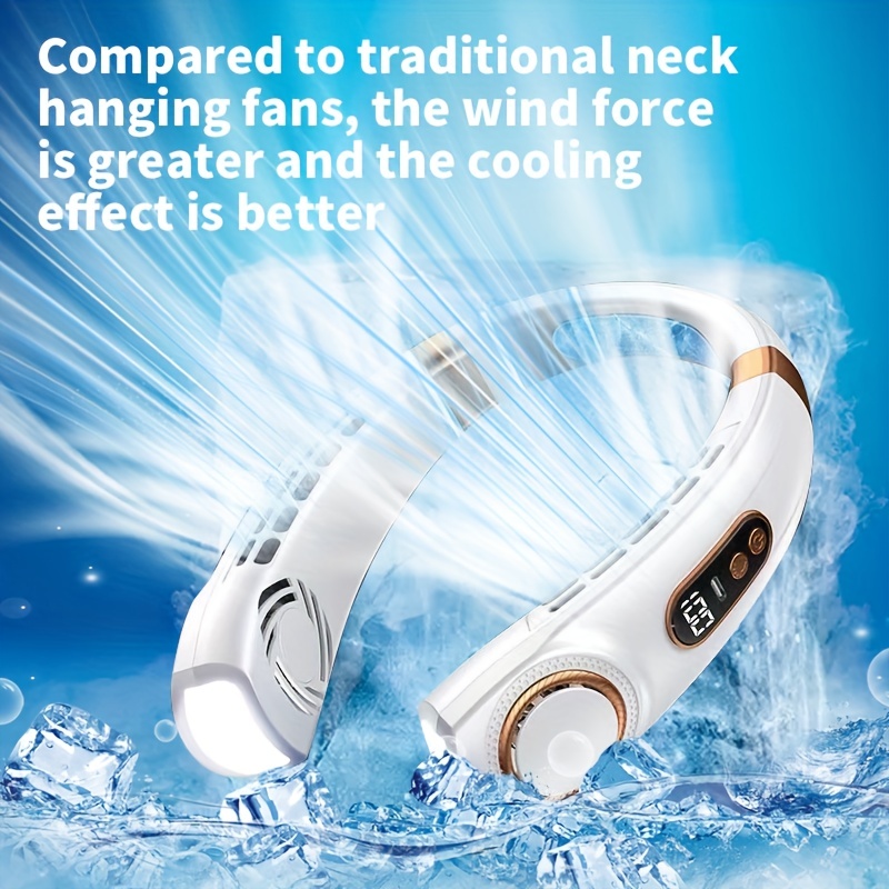Ventilador de enfriamiento de cuello colgante Ventilador personal Enfriador  de aire recargable por USB Aire acondicionado Banda cuello de bajo Azul