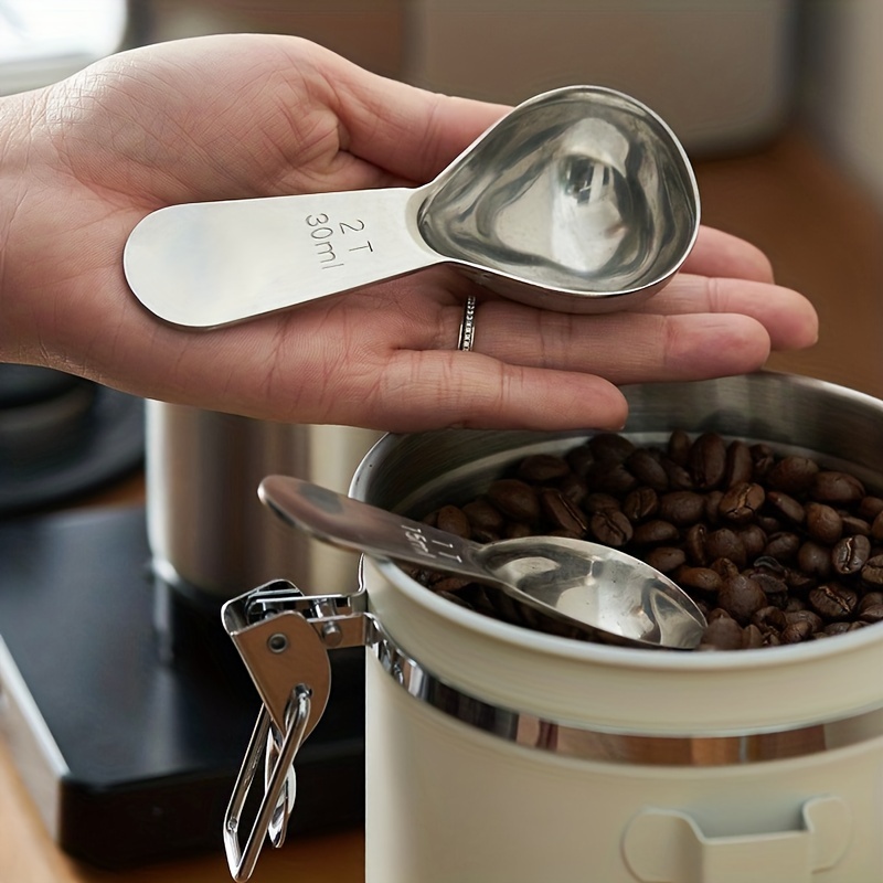 1pc, Measuring Coffee Scoop, 304 Stainless Steel Coffee Graduated Measuring  Spoon, Milk Powder Spoon, Seasoning Spoon, Measuring Spoon Set,Coffee Bean
