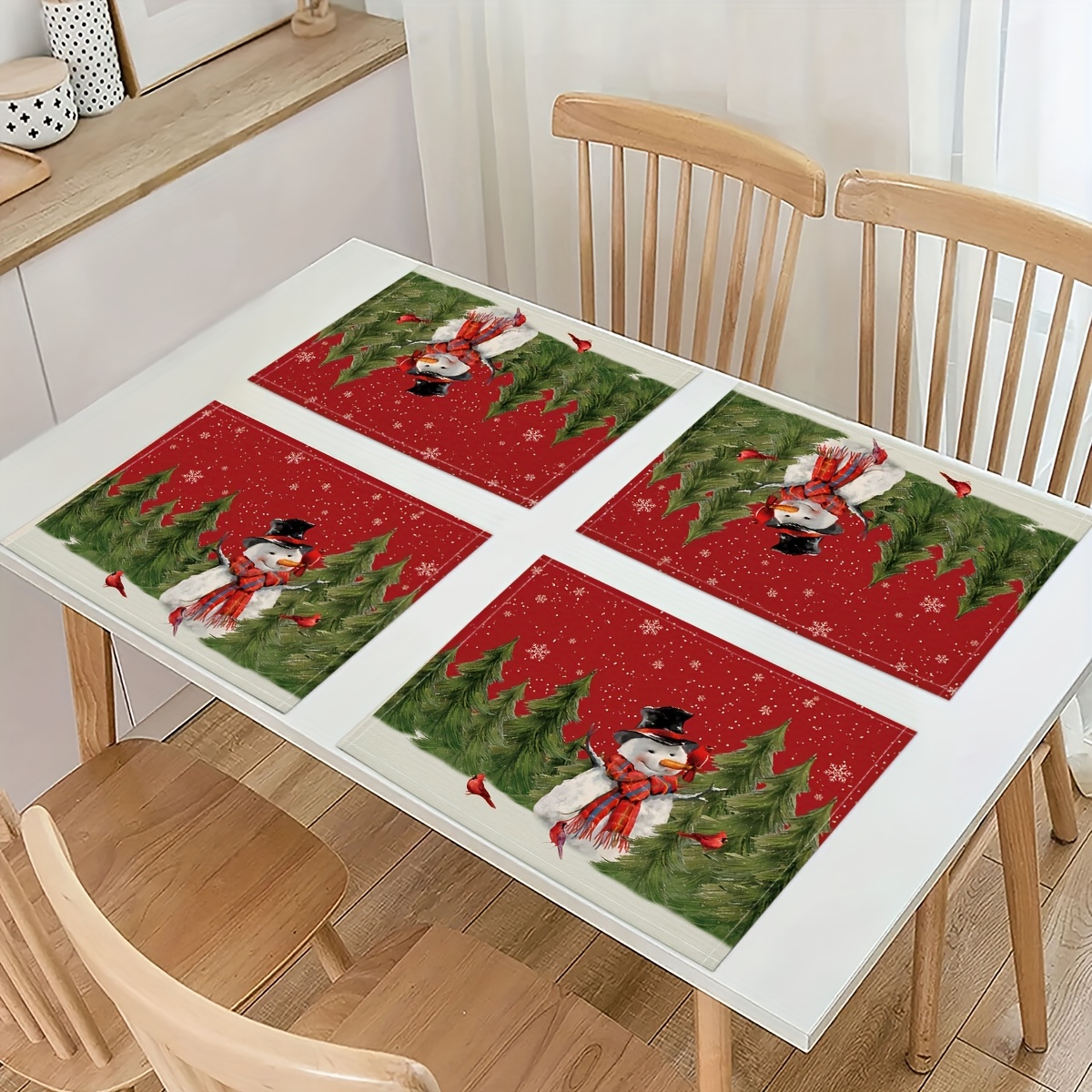 Christmas Placemat, Merry Christmas Theme Table Mat, Cartoon Style Snowman  Snowflake Pattern Heat Insulation Pad, Kitchen Decorative Table Mat,  Western Meal Table Pad, Christmas Decor, Dining Table Decor - Temu