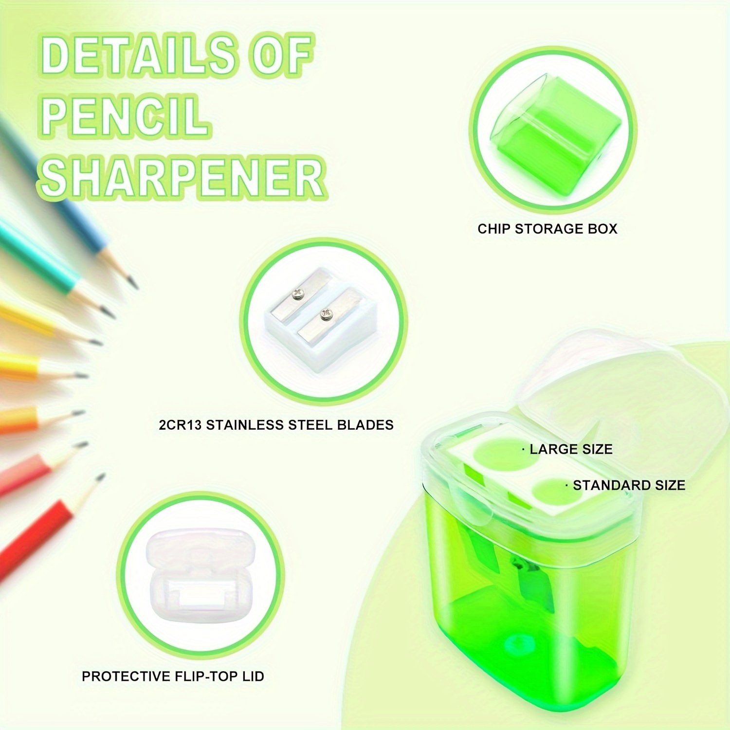 Pencil Sharpeners, Manual Pencil Sharpener,dual Holes Handheld