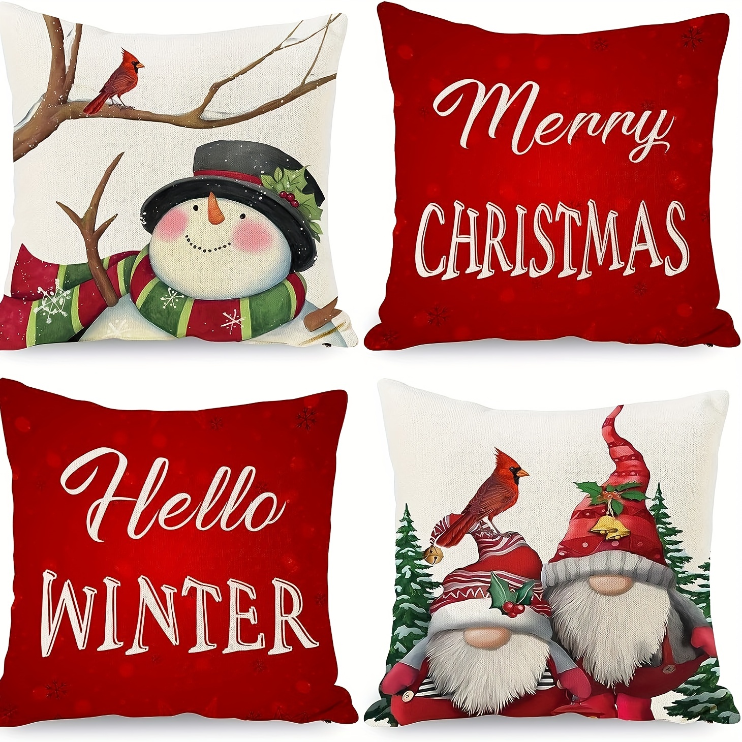 Christmas Pillowcase Set Colorful Holiday Holly Happy Winter - Temu