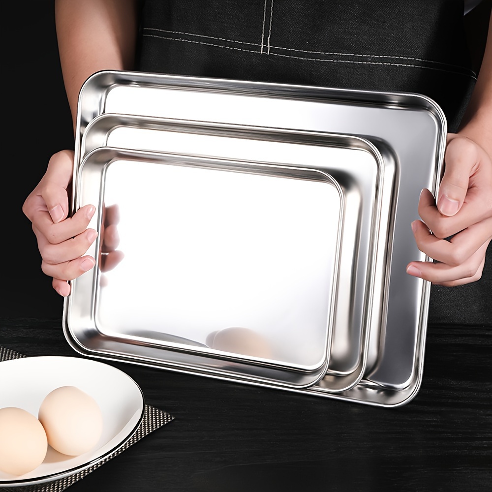 Sartén para asar de acero inoxidable: bandeja rectangular pequeña con  estante para asar profunda, bandeja para hornear con juego de estante,  bandeja