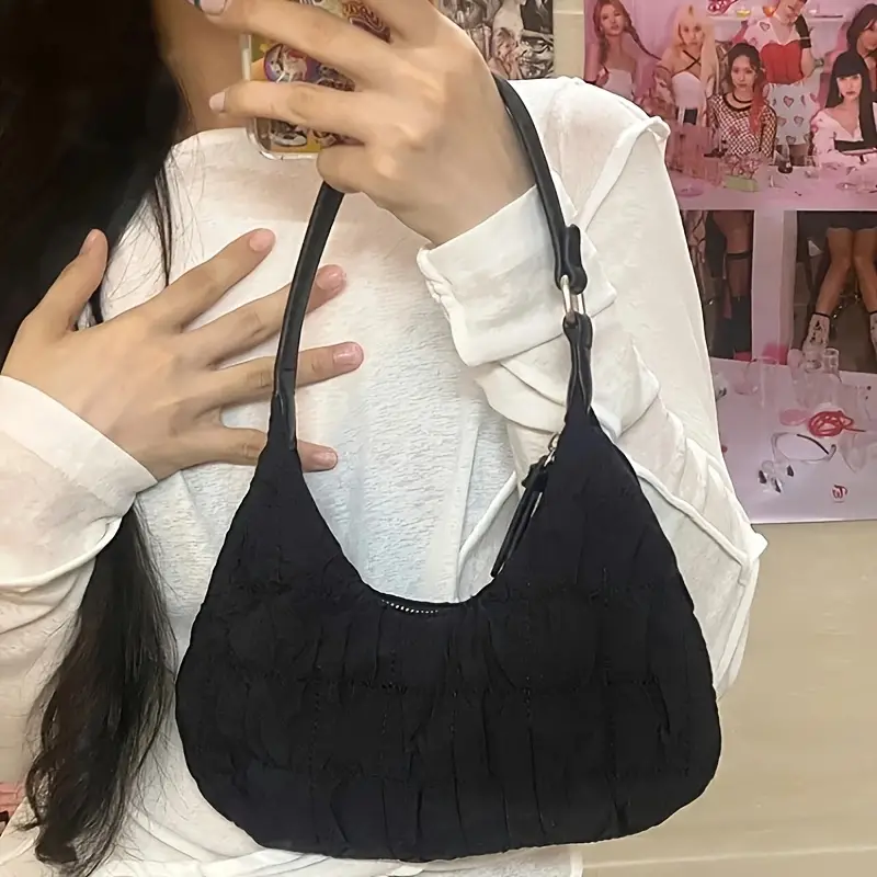 Cloud Pleated Crescent Bag Cute Ruched Shoulder Hobo Bag Womens Casual Cute Handbag  Purse, Quick & Secure Online Checkout