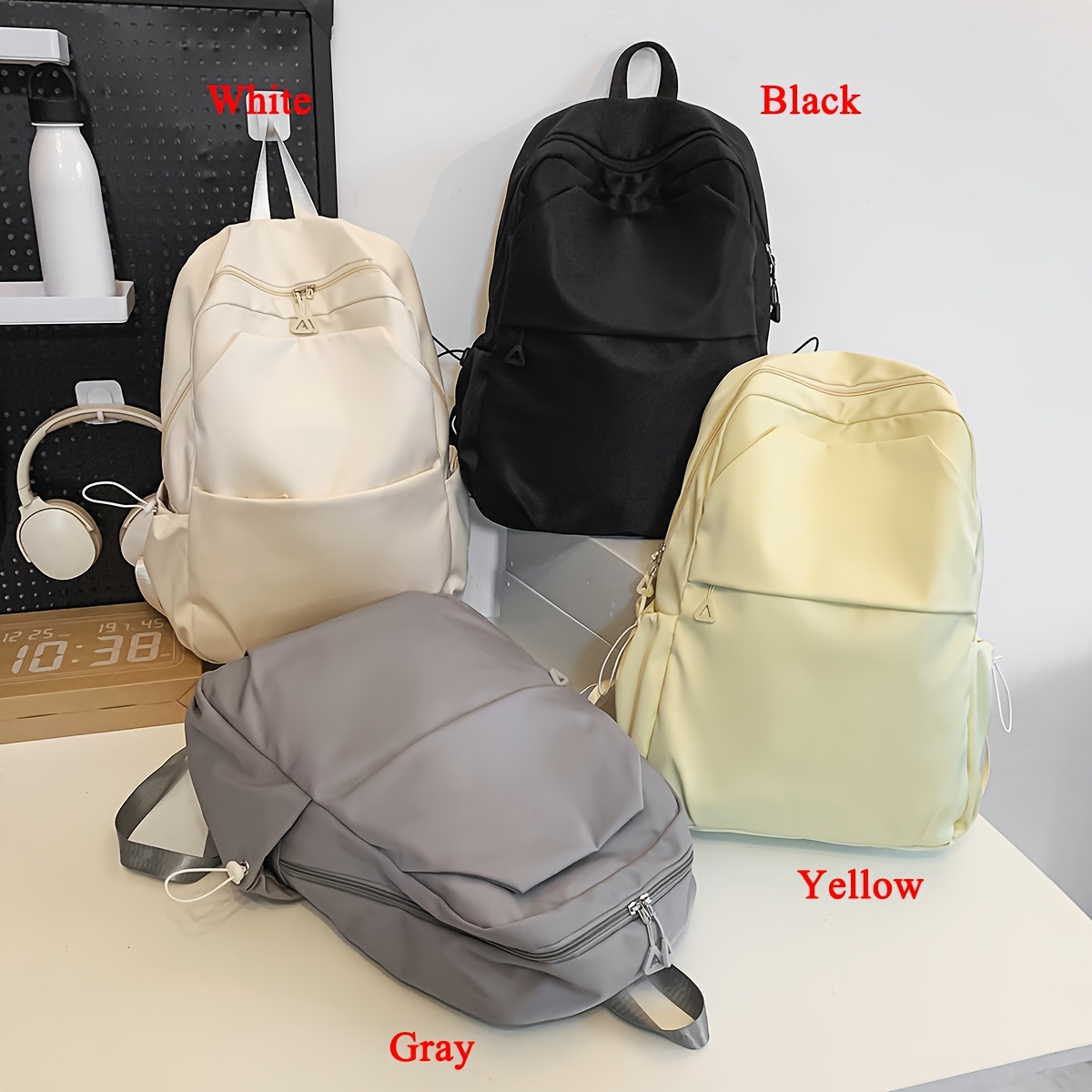 Gran Capacidad Mochila Impermeable Sólido Color Moda Casual - Temu Spain