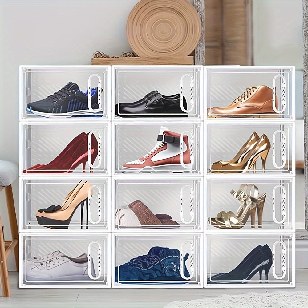 zapatero organizador de zapatos organizador de zapato caja almacenamiento  Caja de almacenamiento transparente para zapatos, organizador de calzado a  prueba de polvo, cajas apilables , 6 piezas / juego - AliExpress