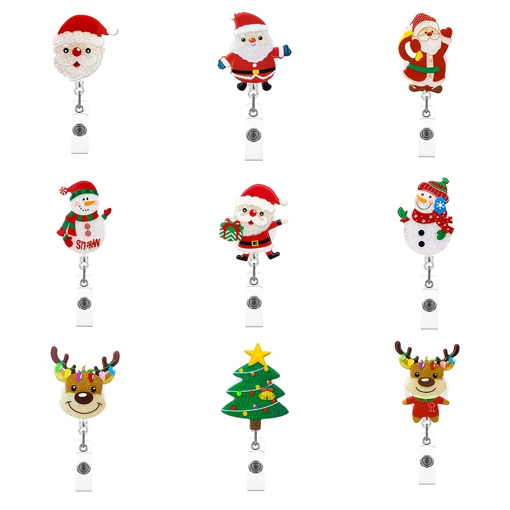 Christmas Acrylic Shiny Snowman Badge Reel Retractable - Temu