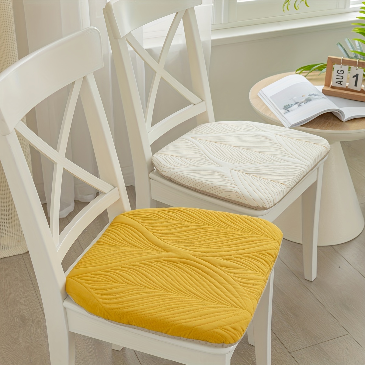 HAiHALA Cojín redondo para silla – Cojines antideslizantes para asiento de  cocina y comedor – Almohadillas de asiento alto para silla de bar con lazos