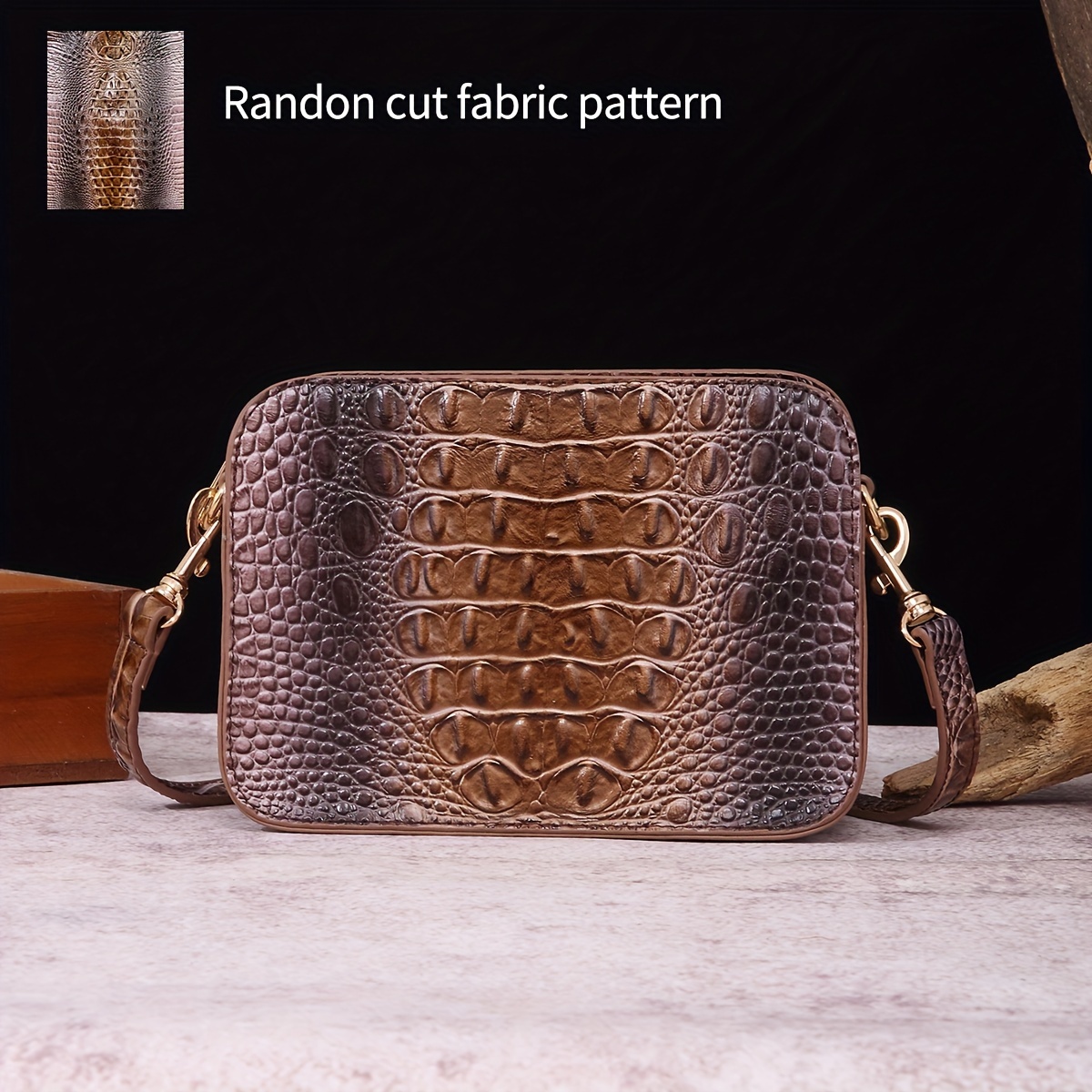crocodile embossed womens satchel purse elegant crossbody - Temu display picture 2