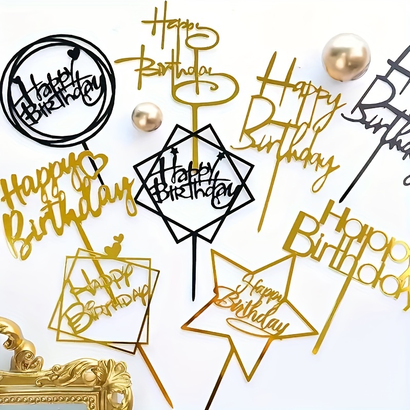 

10pcs, Happy Birthday Acrylic Topper Cake Decoration Creative Birthday Decoration Ornaments