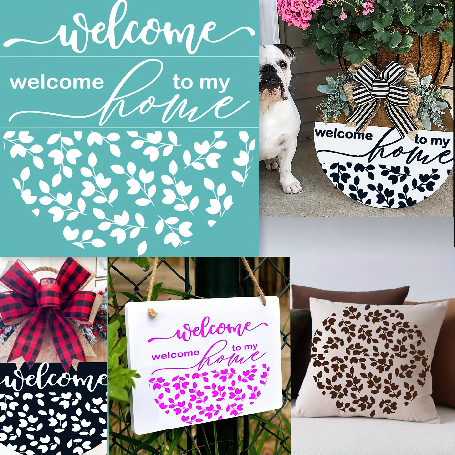 Welcome Home Reusable Silk Screen Stencils Self adhesive - Temu