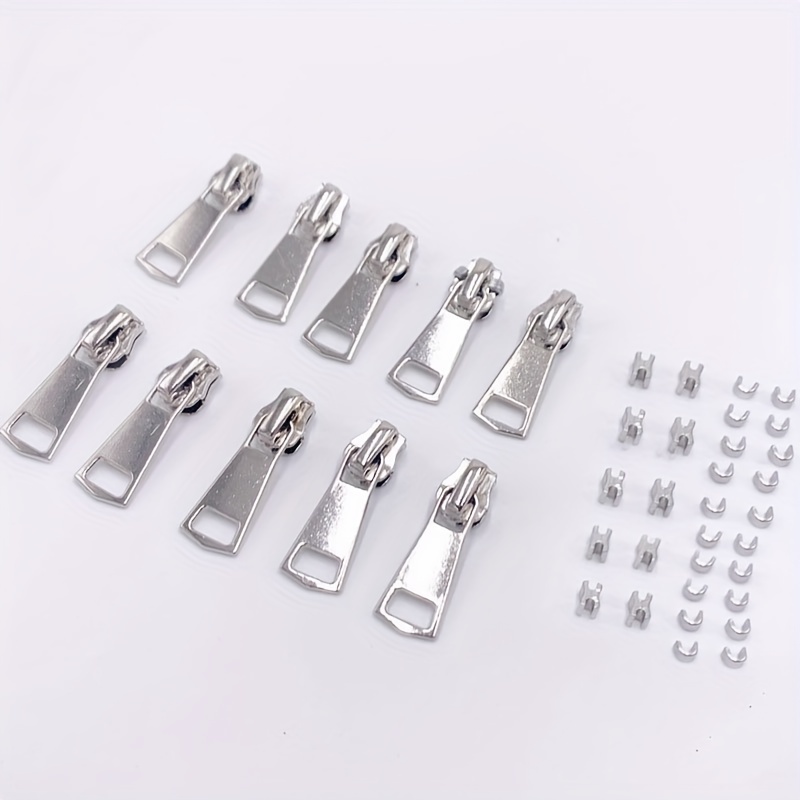 10 White Metal Zipper Bottom Stop (Molded Tooth Chain)