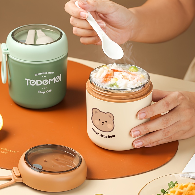 1pc 304 Stainless Steel Thermal Insulated Food Container & Soup Mug With  Sealable Lid And Handle, Compact And Portable