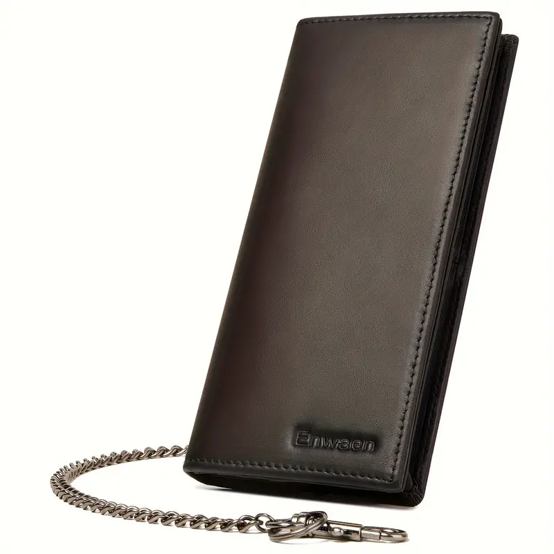 Men's Chain Wallets Rfid Blocking Leather Long Design Wallet - Temu