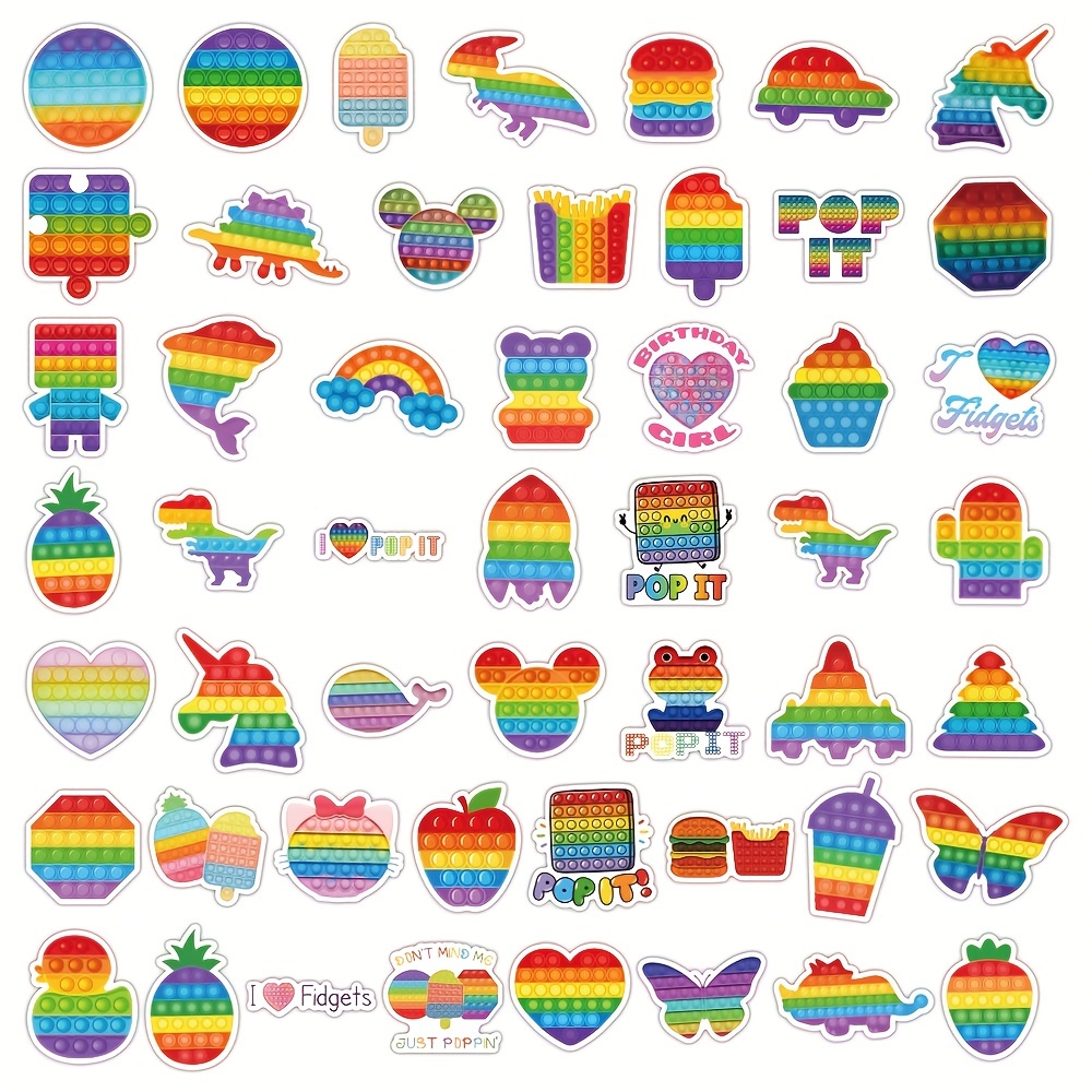 Rainbow Pop It Water Bottle Labels