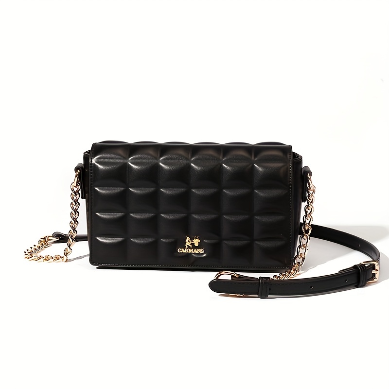 1pc Checkered Chain Crossbody Bag Fashionable Portable Messenger Bag 13 38  9 05 4 72in, High-quality & Affordable