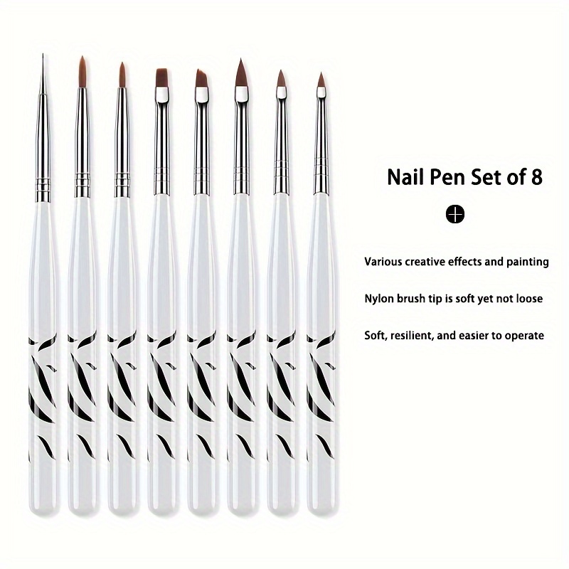 

8pcs Nail Art Brushes Set, Nail Art Design Tools, 3d Builder Nail Gel Brush, Professional Acrylic Nail Drawing Pen, Nail Art Brush For Salon At Home Manicure