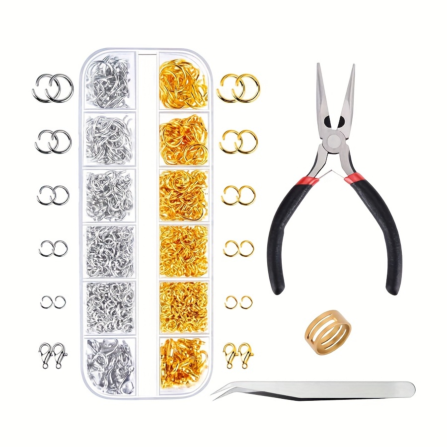 

1200pcs Open Jump Rings And Lobster Clasps Jewelry Findings Kit With Pliers For Jewelry Making (silvery And Golden)