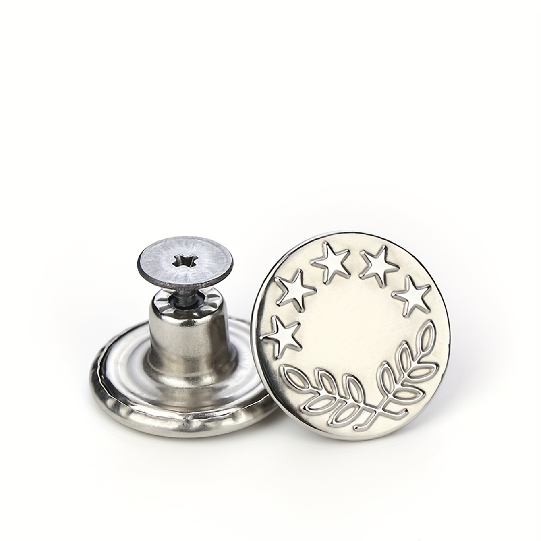 Metallic Silver Star Buttons Set