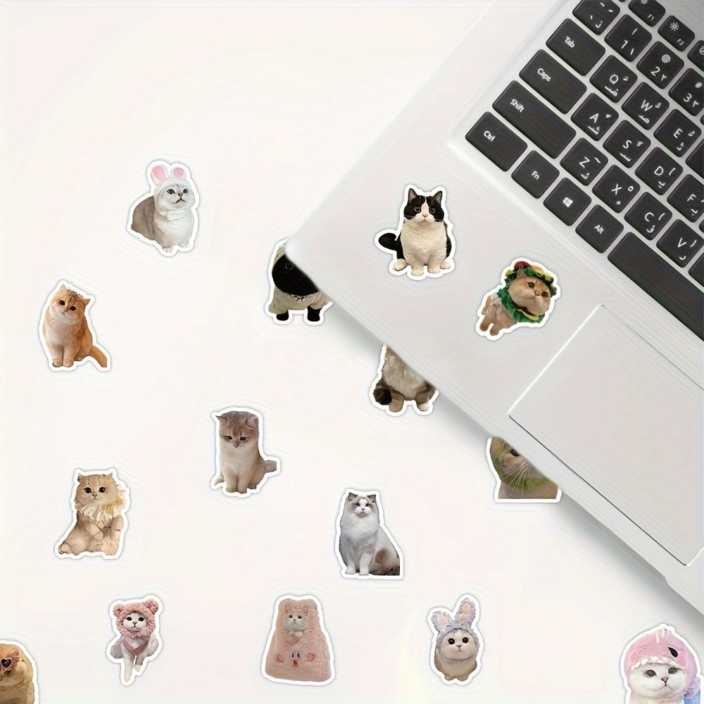 60 Pcs A Silly Little Cat Stickers Water Bottle Laptop Colorful Hat Magic  Wear Bicycle Hydroflasks Notebook Skateboard Computer Sticker Waterproof Cut