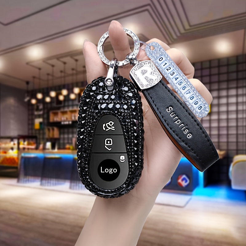 Black Pu Leather Drop Keyring For Mercedes Benz Car Logo Key Ring