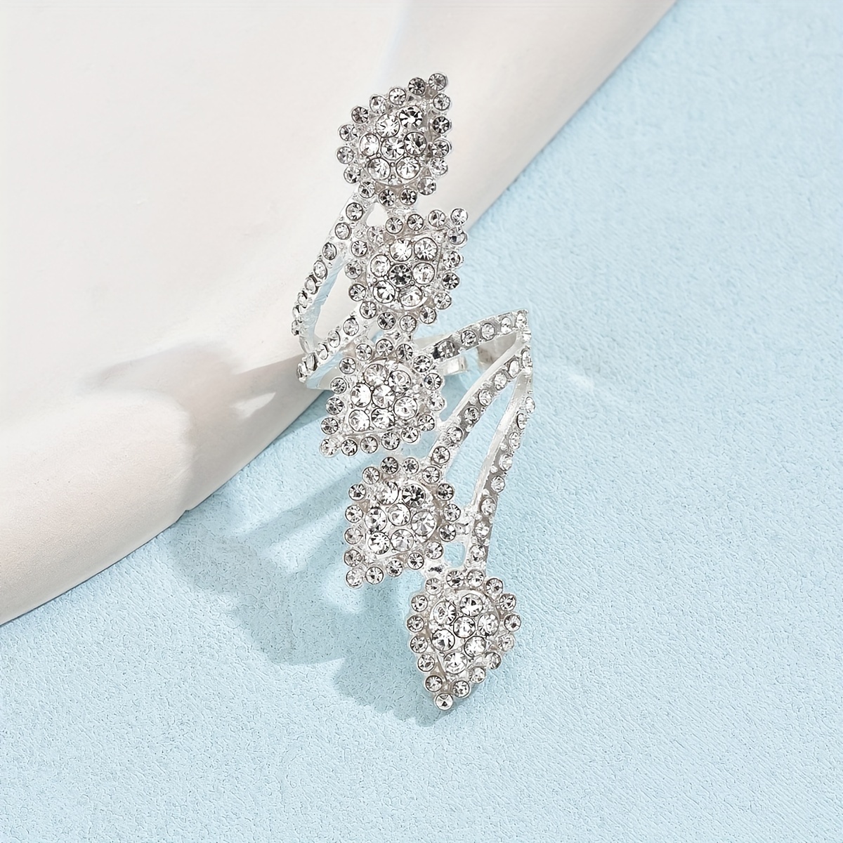 Leaf Shaped Droplet Open Decorative Ring for Daily Wedding Parties