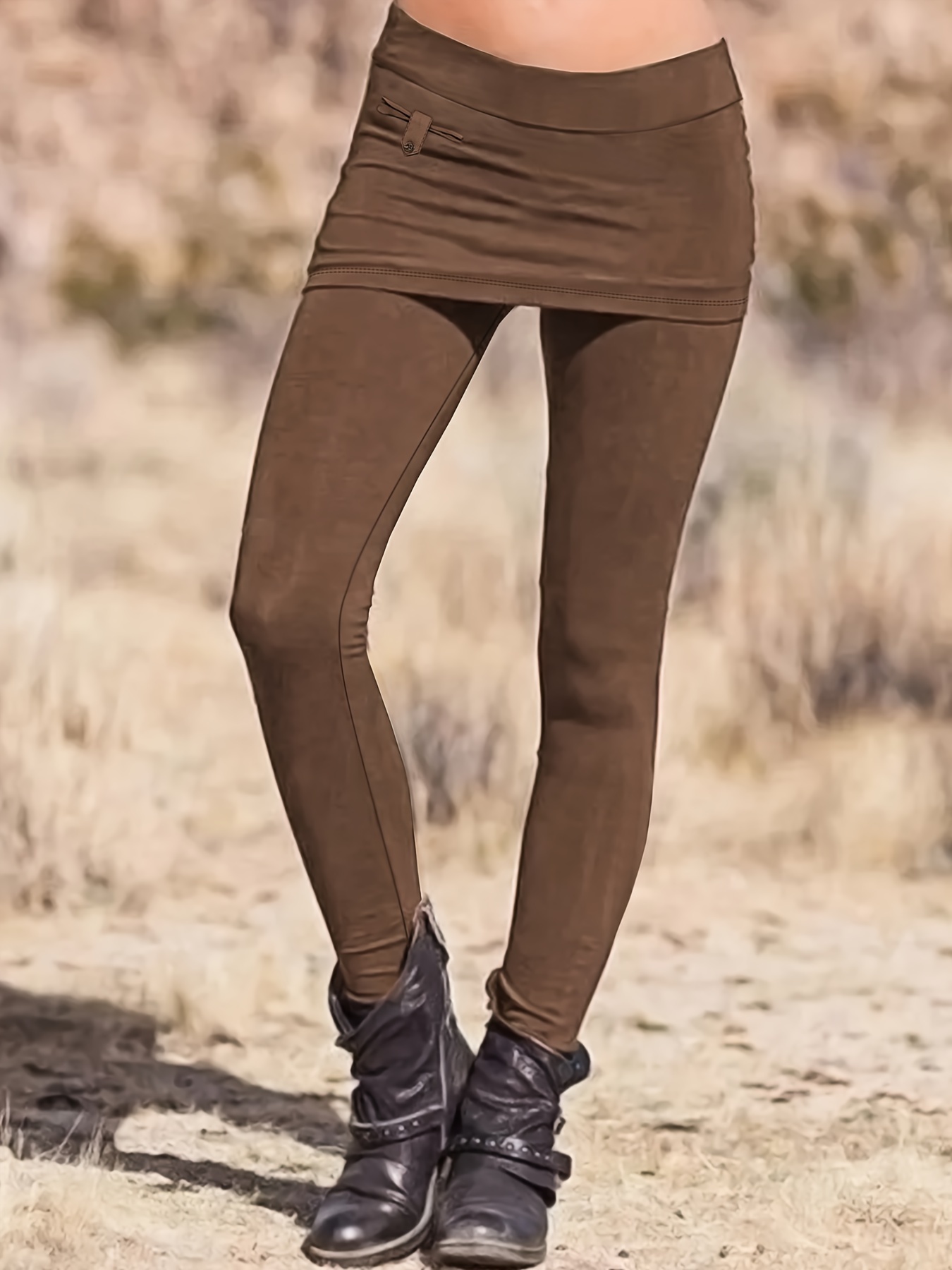 Basic Solid Color Leggings Casual Leggings Season Women's - Temu