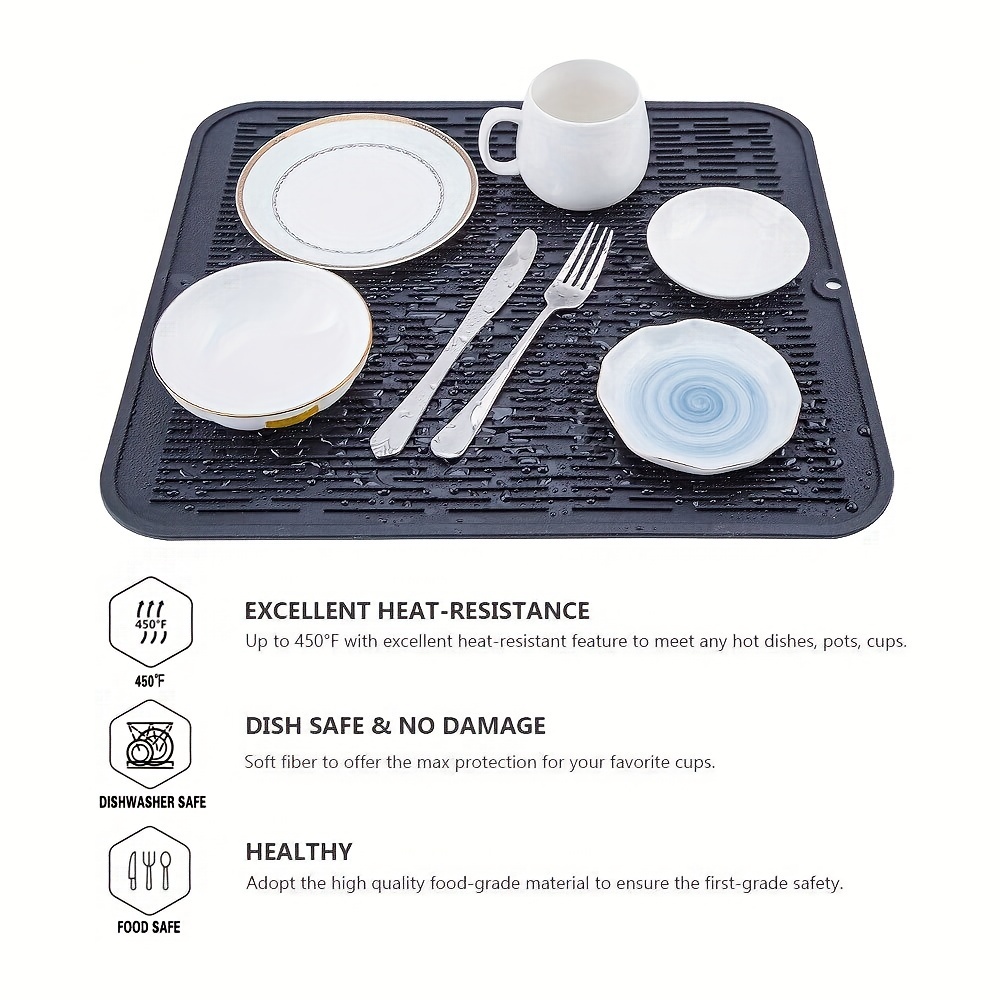 1pc Multi-functional Silicone Dish Drying Mat For Kitchen Counter Or Sink,  Refrigerator Or Drawer Liner, Easy To Clean, Heat Resistant, -friendly,  Kitchen Accessories