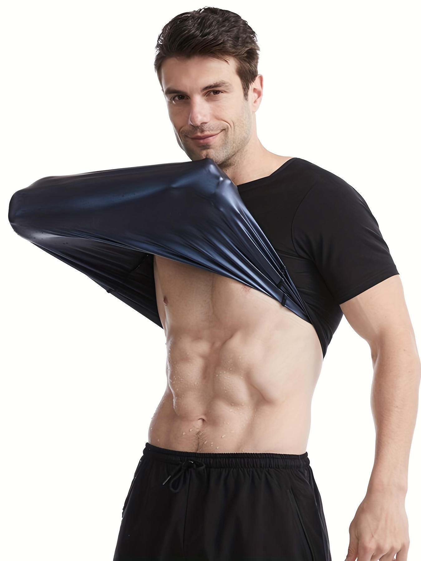 Zipper Sports Short Sleeve Sauna Sweat Top Sliming Yoga - Temu
