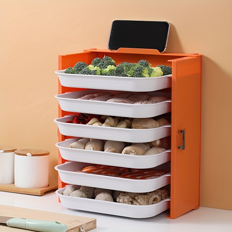 Wall-mounted Vegetable Prep Tray Shelf Multifunctional Foldable Storage  Organizer Multi-layer Stacking Rank Kitchen Accessories